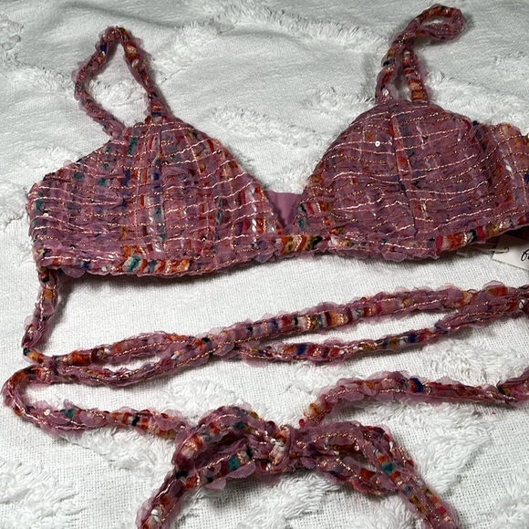 NWT For Love & Lemons Dionne Bra Top Bohemian Vibes Sz M & L Dusty Rose Multi - Picture 11 of 17
